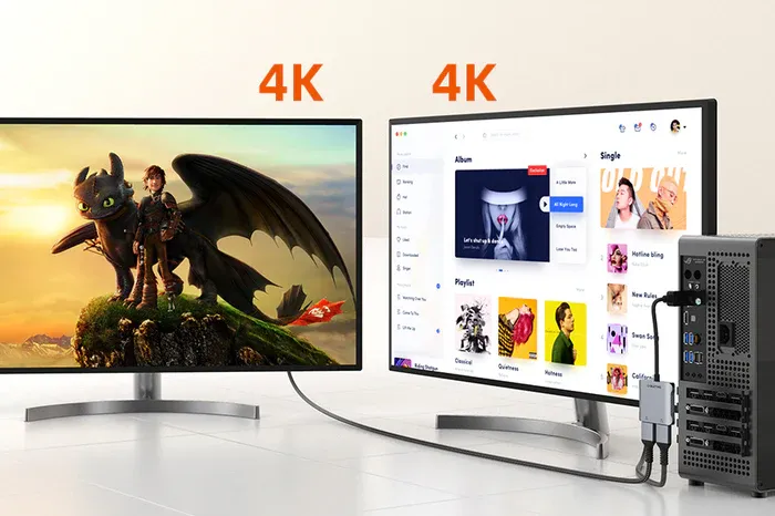 Bộ chuyển đổi DisplayPort 8K sang HDMI kép cho màn hình kép 4K